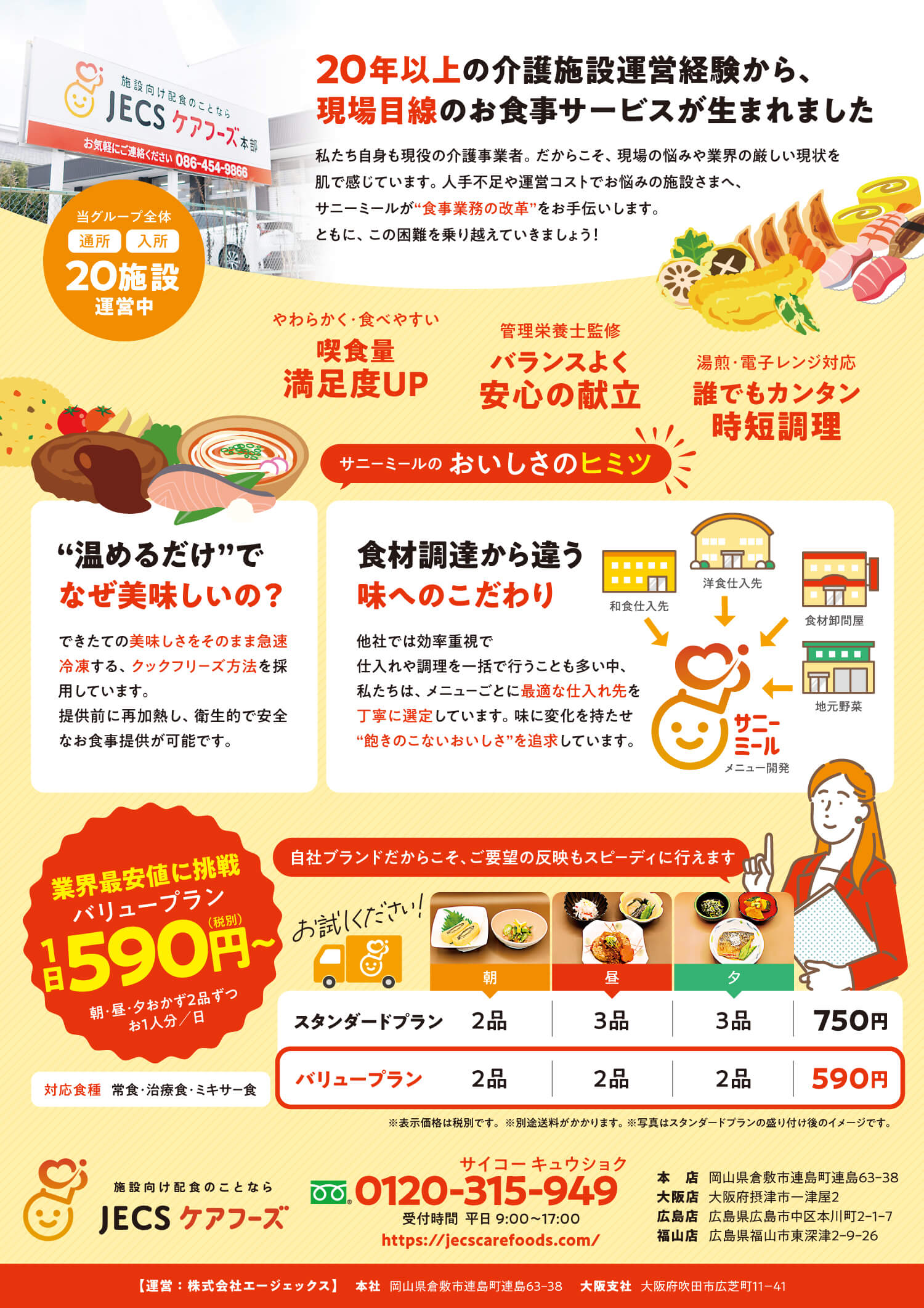 岡山・広島エリア向け 施設配食サービスのご案内（チラシ裏面）